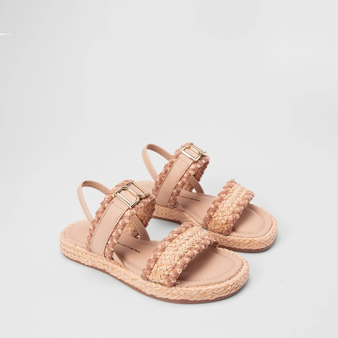 Sandália Feminina Dakota Flatform Ráfia Bege