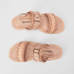 Sandália Feminina Dakota Flatform Ráfia Bege