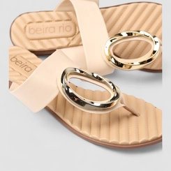 Tamanco Feminino Beira Rio Fivela Dourada Bege