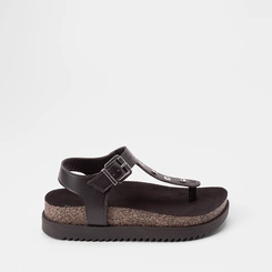 Sandália Feminina Moleca Detalhe Ilhós & Pedraria Preto