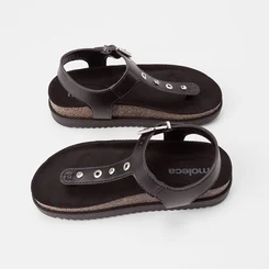 Sandália Feminina Moleca Detalhe Ilhós & Pedraria Preto