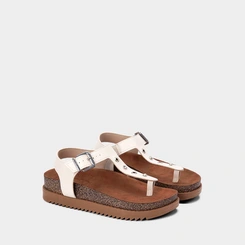 Sandália Feminina Moleca Detalhe Ilhós & Pedraria Off White