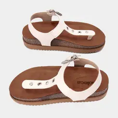 Sandália Feminina Moleca Detalhe Ilhós & Pedraria Off White