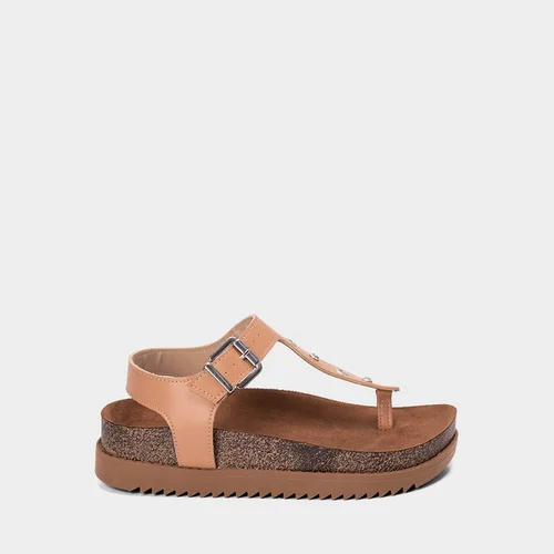 Sandália Feminina Moleca Detalhe Ilhós & Pedraria Marrom