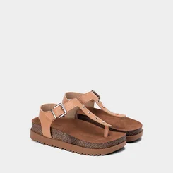 Sandália Feminina Moleca Detalhe Ilhós & Pedraria Nude
