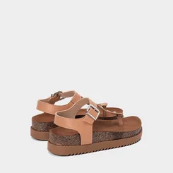 Sandália Feminina Moleca Detalhe Ilhós & Pedraria Nude