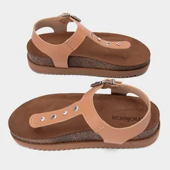 Sandália Feminina Moleca Detalhe Ilhós & Pedraria Nude