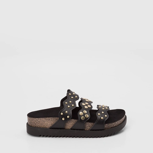 Tamanco Feminino Moleca Detalhe Tachas Preto