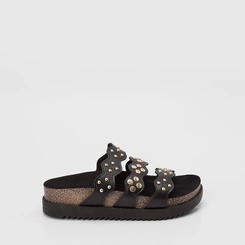 Tamanco Feminino Moleca Detalhe Tachas Preto