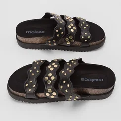 Tamanco Feminino Moleca Detalhe Tachas Preto