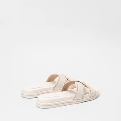 Tamanco Feminino Flat Beira Rio Tiras Cruzadas Off White