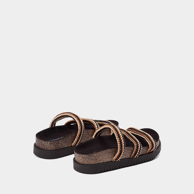 Tamanco Feminino Moleca Tiras Crochê Preto