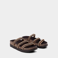 Tamanco Feminino Moleca Tiras Crochê Preto