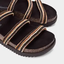 Tamanco Feminino Moleca Tiras Crochê Preto