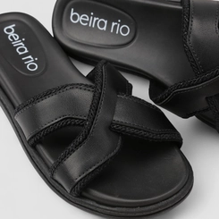 Rasteira Feminina Beira Rio Tiras Cruzadas Preta