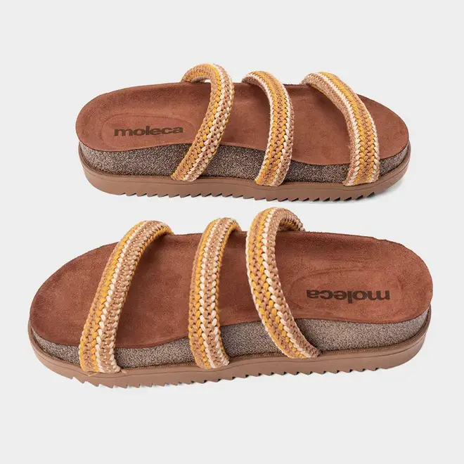 Tamanco Feminino Moleca Tiras Crochê Marrom