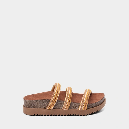 Tamanco Feminino Moleca Tiras Crochê Marrom