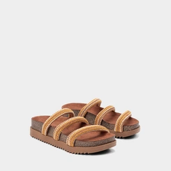 Tamanco Feminino Moleca Tiras Crochê Marrom