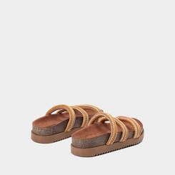 Tamanco Feminino Moleca Tiras Crochê Marrom