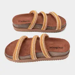 Tamanco Feminino Moleca Tiras Crochê Marrom