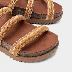 Tamanco Feminino Moleca Tiras Crochê Marrom