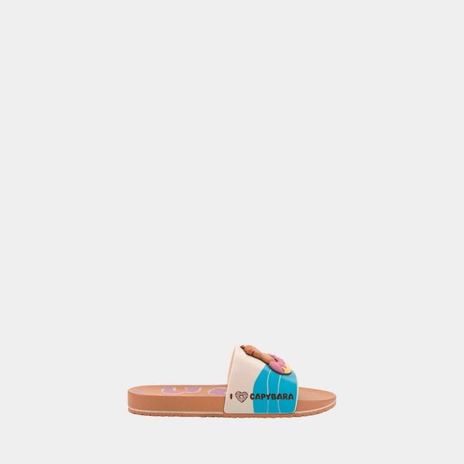 Slide Infantil Grendene Kids Capivara Donuts Marrom & Bege