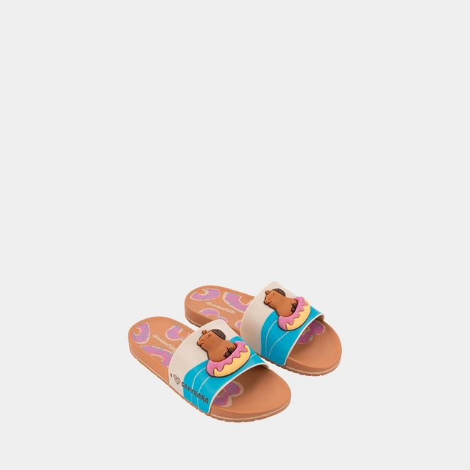 Slide Infantil Grendene Kids Capivara Donuts Marrom & Bege