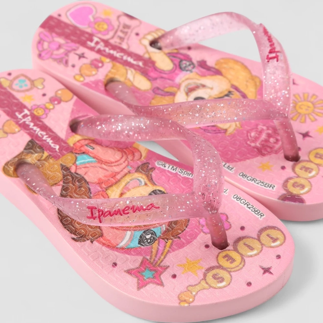 Chinelo Infantil Ipanema Skye Patrula Canina Glitter Rosa