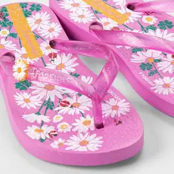 Chinelo Bebê Ipanema Garden Shine Flores Glitter Roxo