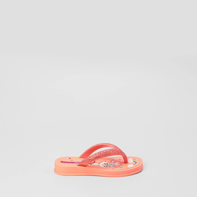 Chinelo Infantil Ipanema Fluffy Shine Unicórnio Glitter Laranja
