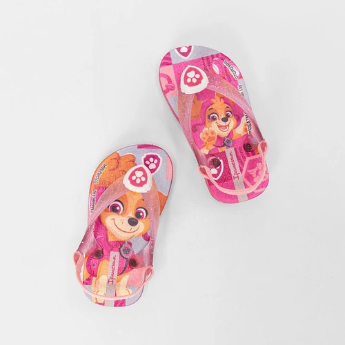 Chinelo Bebê Ipanema Patrulha Canina Glitter Rosa