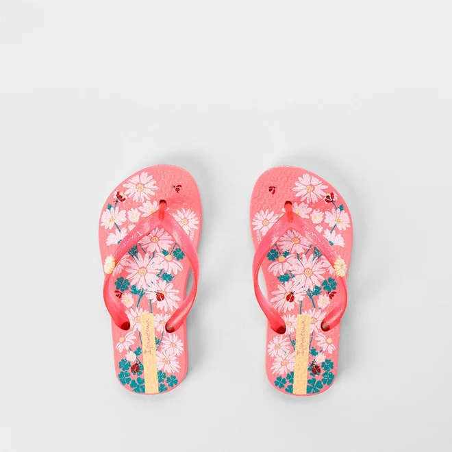 Chinelo Bebê Ipanema Garden Shine Flores Glitter Rosa