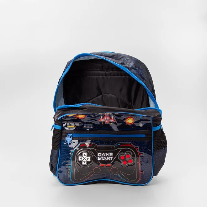 Mochila Infantil Stz Video Game Com Led Preto & Azul