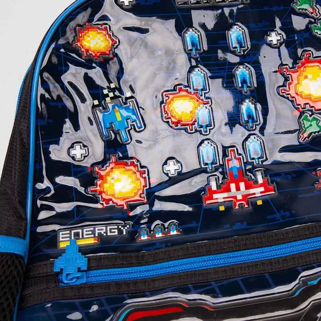 Mochila Infantil Stz Video Game Com Led Preto & Azul