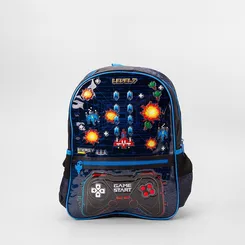 Mochila Infantil Stz Video Game Com Led Preto & Azul