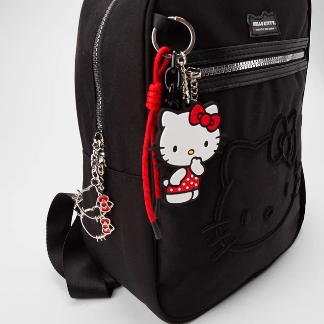 Mochila Infantil Stz Detalhe Chaveiro Hello Kitty Preto