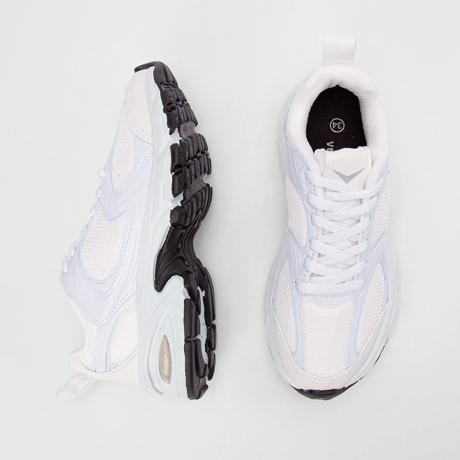 Tênis Esportivo Feminino Vertus Recortes Branco & Azul