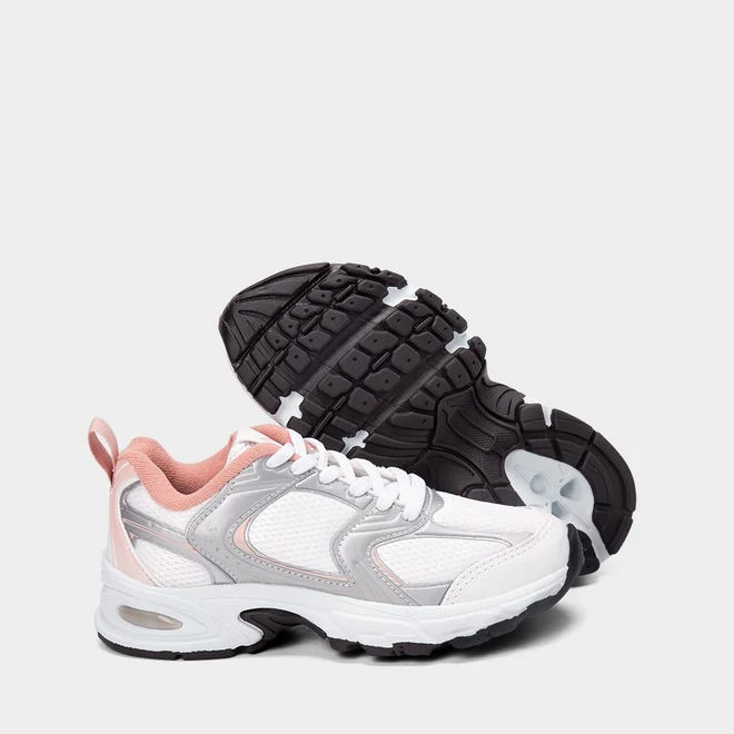 Tênis Esportivo Feminino Vertus Recortes Branco & Cinza