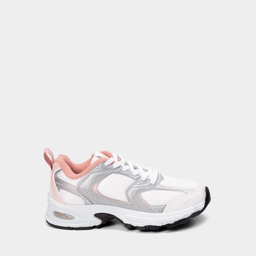 Tênis Esportivo Feminino Vertus Recortes Branco & Cinza