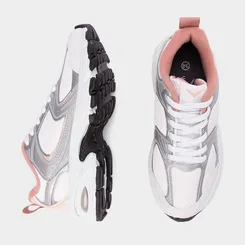 Tênis Esportivo Feminino Vertus Recortes Branco & Cinza