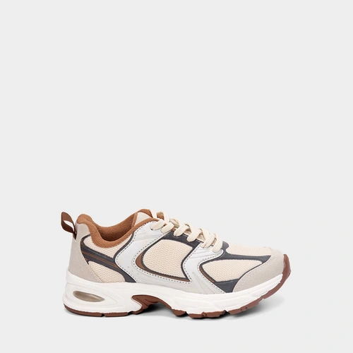 Tênis Esportivo Feminino Vertus Recortes Caramelo