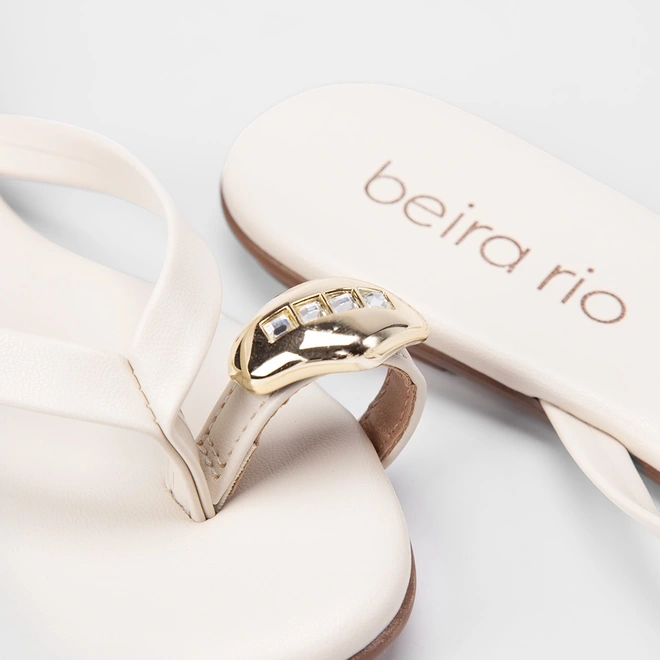 Rasteira Feminina Beira Rio Detalhe Bold Off White