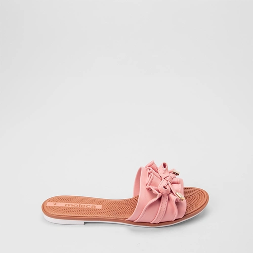 Rasteira Feminina Moleca Tira Larga Detalhe Laço Rosa
