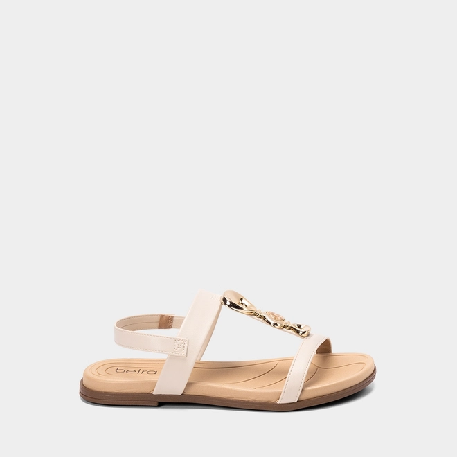 Sandália Feminina Beira Rio Detalhe Pedraria Off White