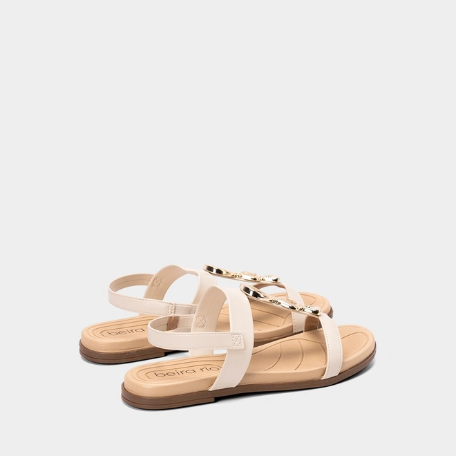 Sandália Feminina Beira Rio Detalhe Pedraria Off White