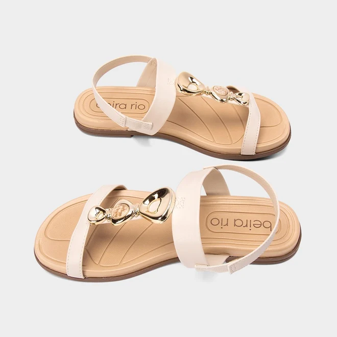 Sandália Feminina Beira Rio Detalhe Pedraria Off White