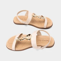 Sandália Feminina Beira Rio Detalhe Pedraria Off White