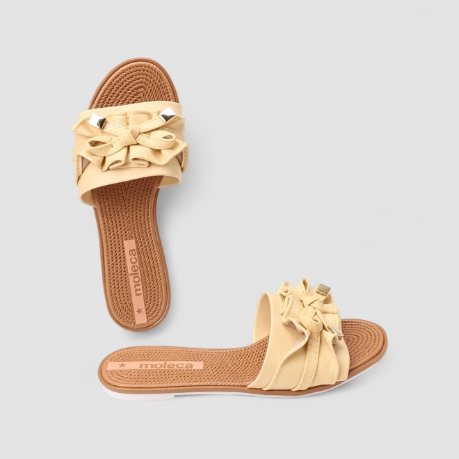 Rasteira Feminina Moleca Detalhe Laço Amarelo