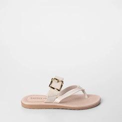 Tamanco Rasteiro Feminino Beira Rio Enfeite Fivela Off White