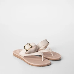 Tamanco Rasteiro Feminino Beira Rio Enfeite Fivela Off White